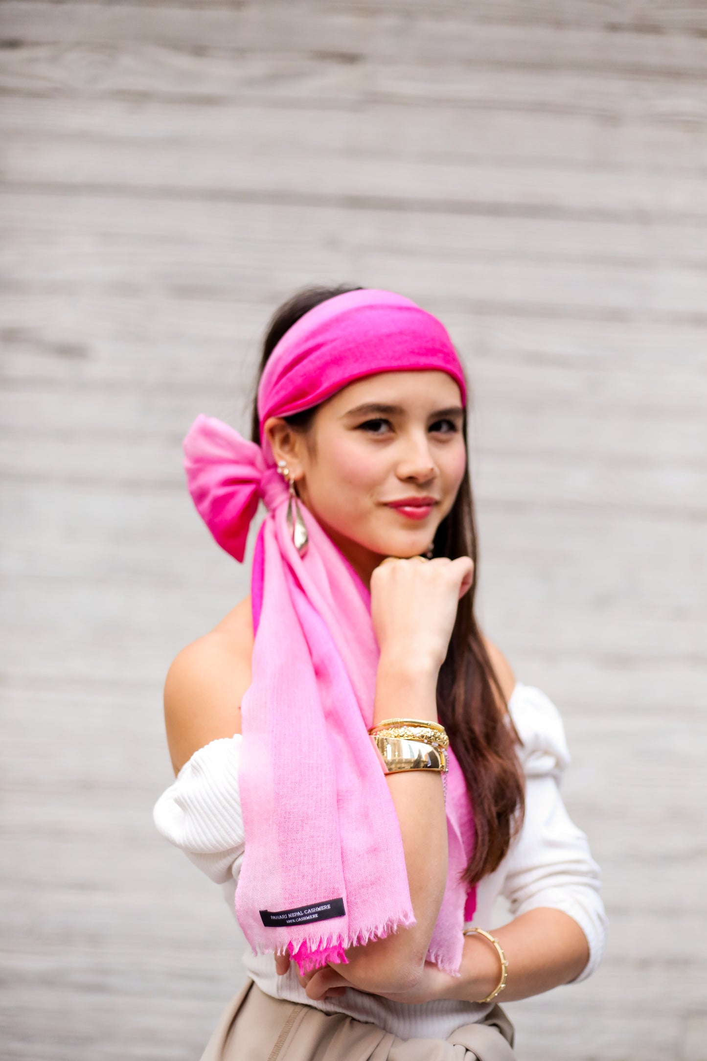 Handmade Shaded Diamond Pattern Versatile Scarf - Grade A Cashmere