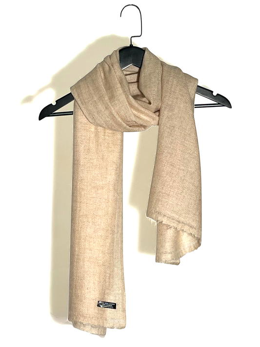 Handmade Un-dyed Natural Scarf - 100% Cashmere