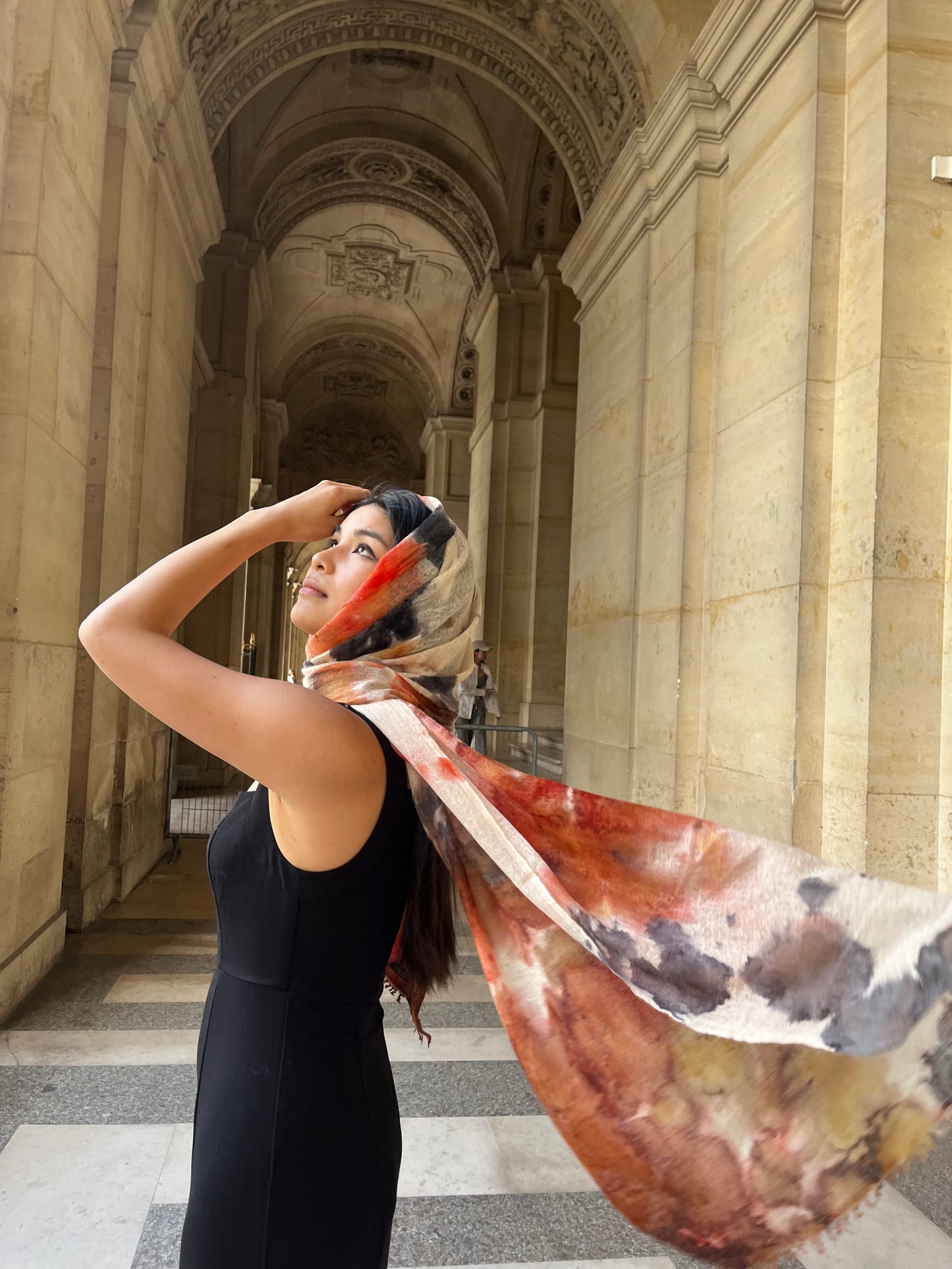 Hand Felted Unique Piece, Ice Dye Stole - Grade A Cashmere