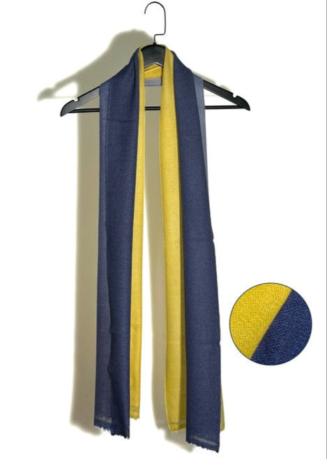 Handmade Shaded Diamond Pattern Scarf - 100% Cashmere