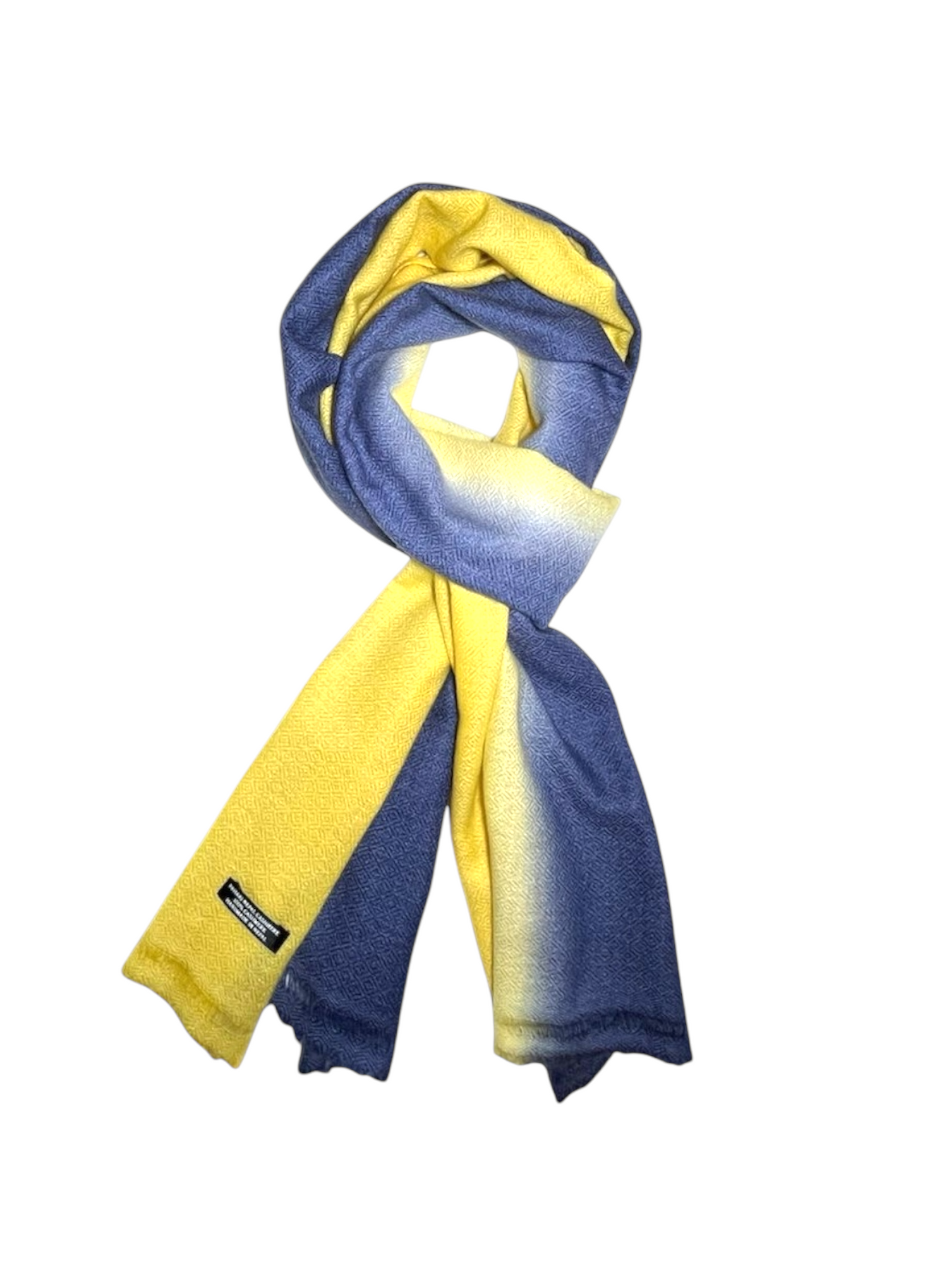 Handmade Shaded Diamond Pattern Scarf - 100% Cashmere