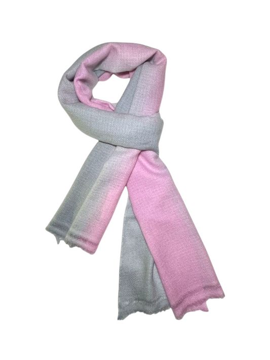 Handmade Shaded Diamond Pattern Scarf - 100% Cashmere