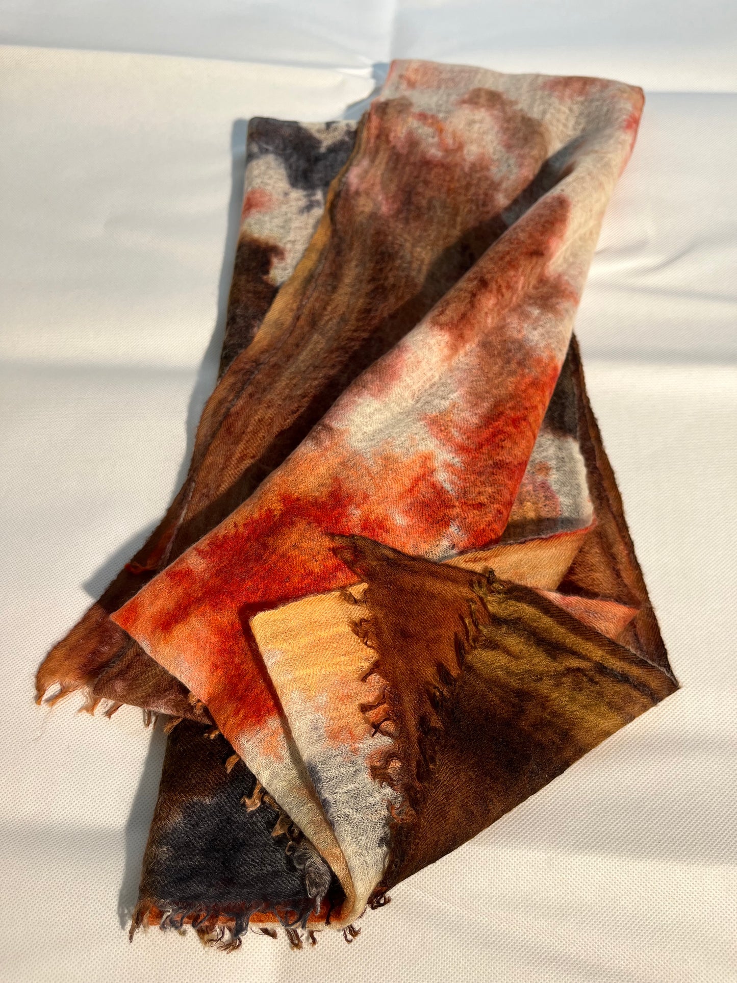 Hand Felted Unique Piece, Ice Dye Stole - Grade A Cashmere