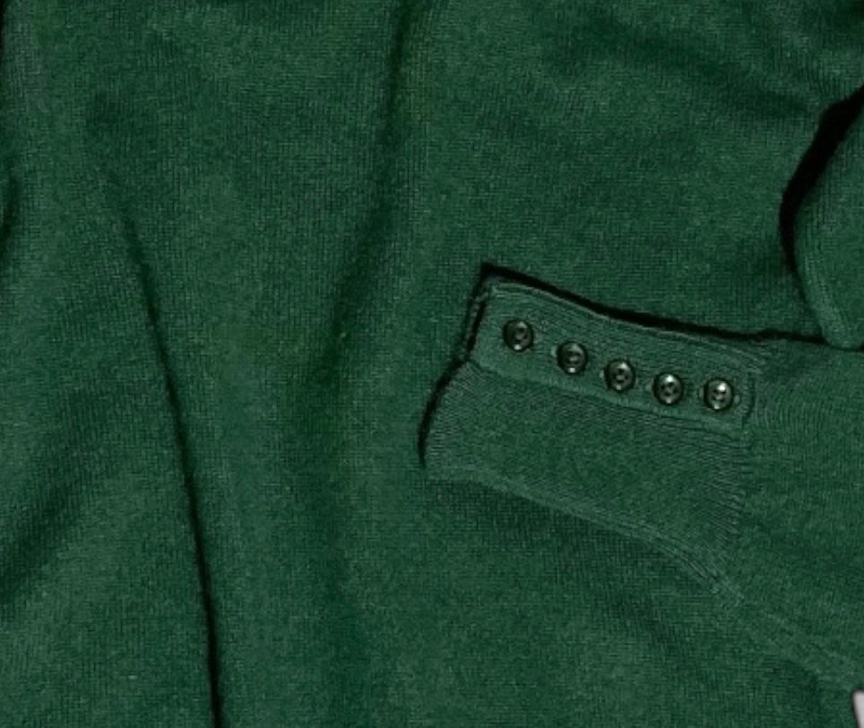 Hand Knit Moss Green Ladies Sweater - 100% Cashmere