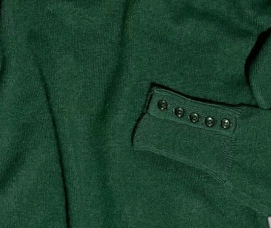 Hand Knit Moss Green Ladies Sweater - 100% Cashmere