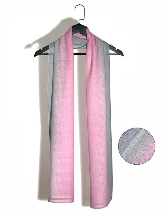 Handmade Shaded Diamond Pattern Scarf - 100% Cashmere