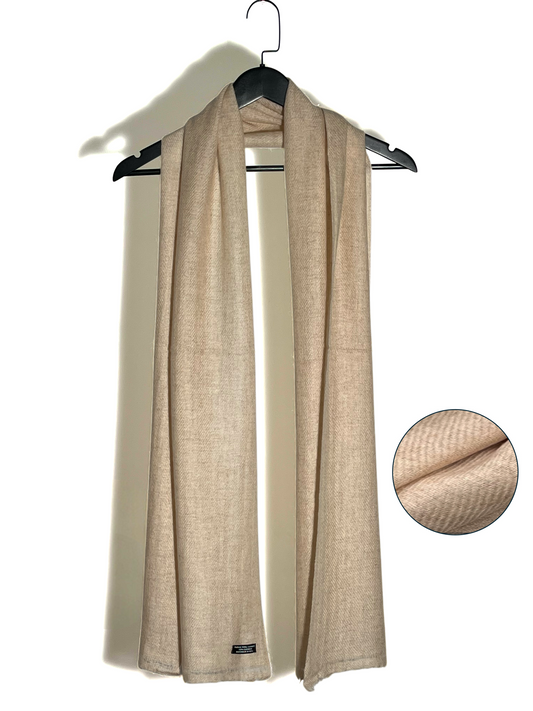 Handmade Un-dyed Natural Scarf - 100% Cashmere