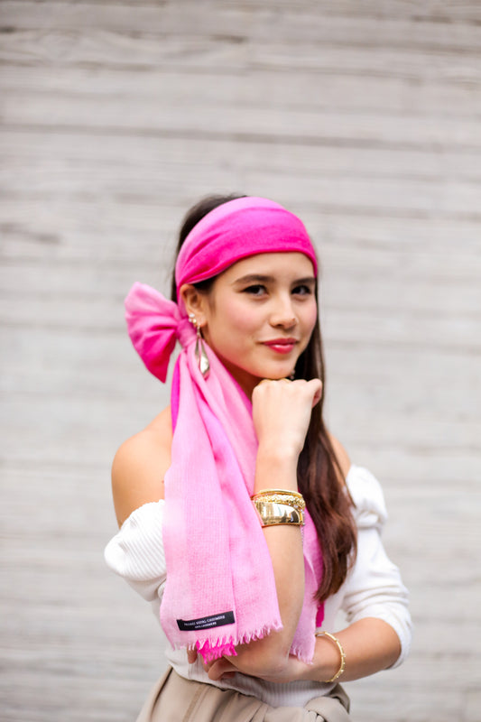 Handmade Shaded Diamond Pattern Versatile Scarf - Grade A Cashmere
