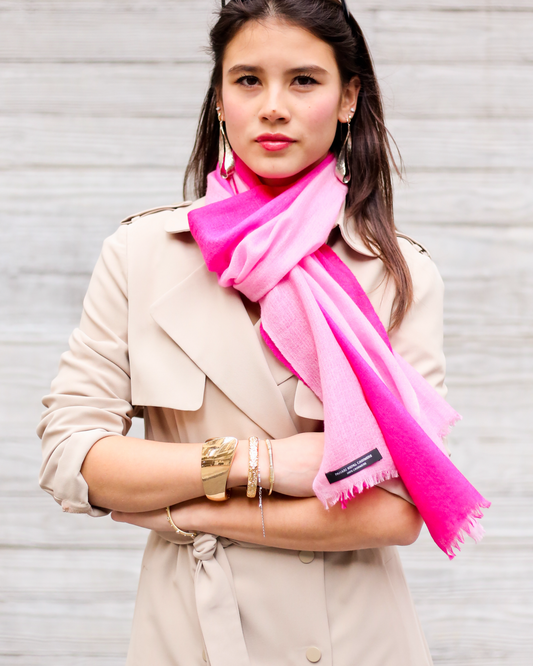 Handmade Shaded Diamond Pattern Versatile Scarf - Grade A Cashmere