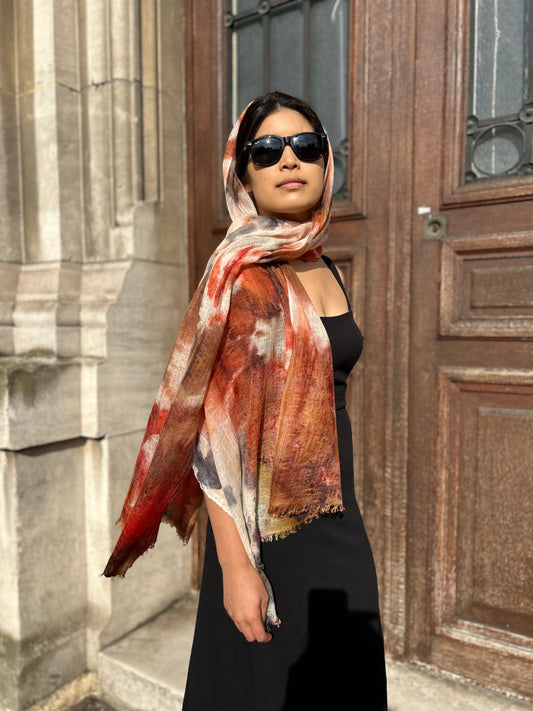 Hand Felted Unique Piece, Ice Dye Stole - Grade A Cashmere