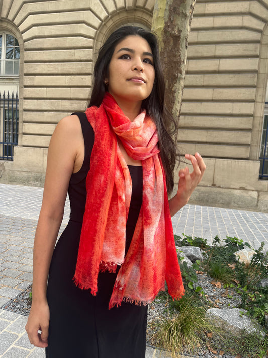 Hand Felted Unique Piece, Ice Dye Stole - Grade A Cashmere